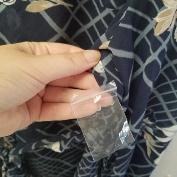 Modcloth Blue Floral Semi  Sheer Dress Belted XL - Picture 9 of 11